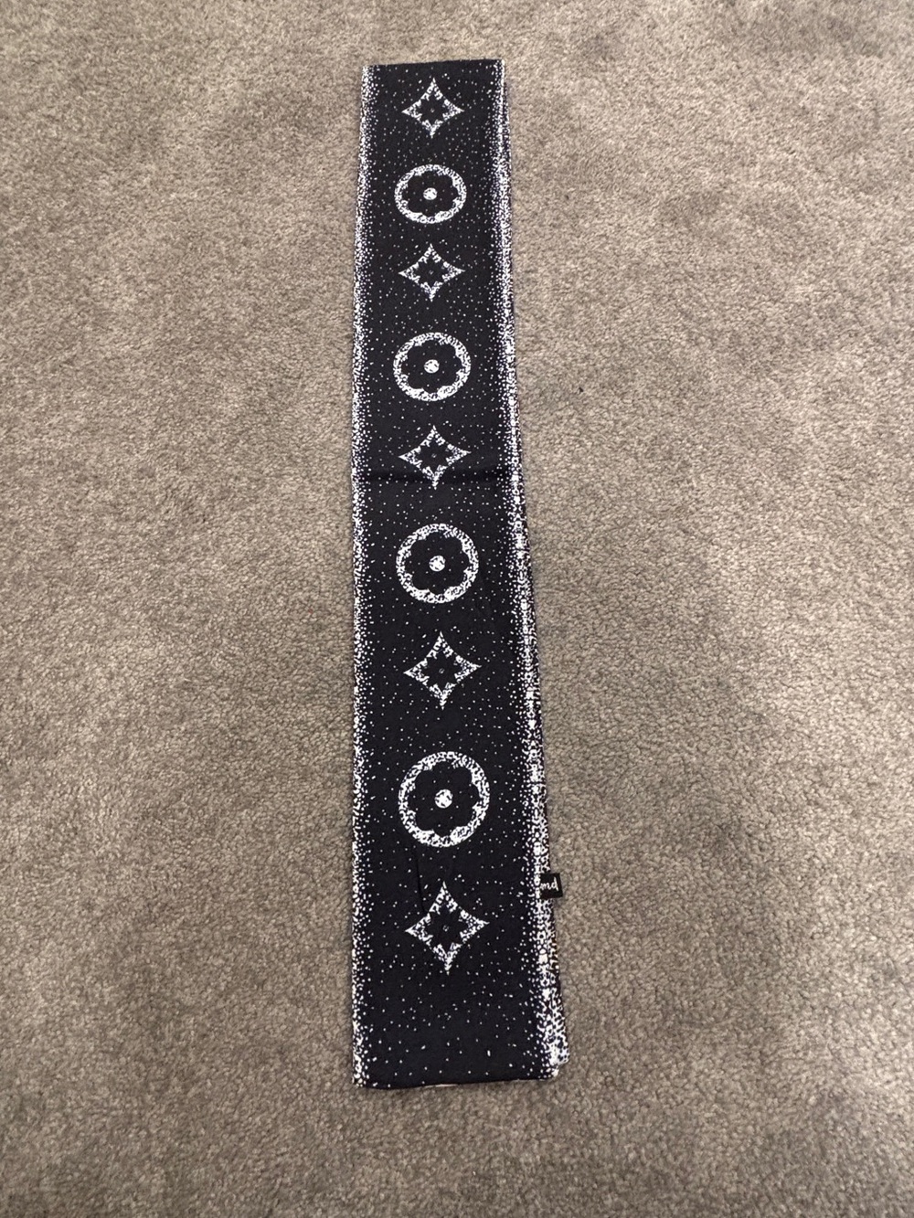 Black Logo-Pattern Scarf